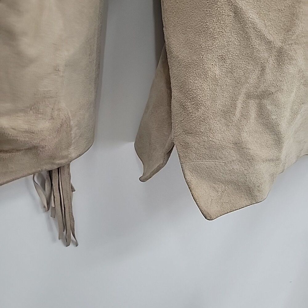 Genelli Mens Leather Fringe Jacket Size XXL Blonde Tan Coat Vintage - Picture 9 of 16